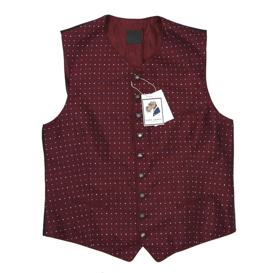 Gössl Silk Trachtengilet Size 52 - Burgundy Polka Dots