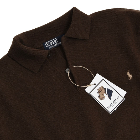 Polo Ralph Lauren Lammwoll-Polopullover Größe M - Schokoladenbraun