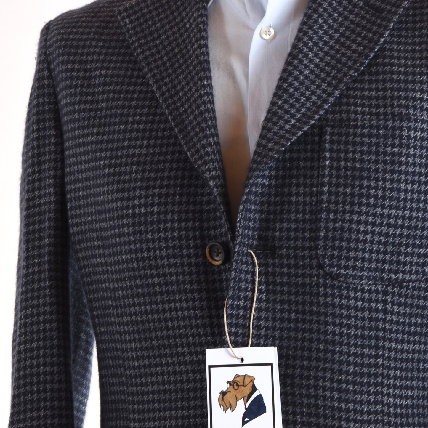 Luigi Bianchi Mantova Cashmere/Linen Jacket Size 50 - Houndstooth