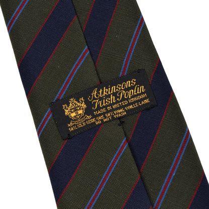 Atkinsons Irish Poplin Tie Wool/Silk - Green/Blue/Red Stripe