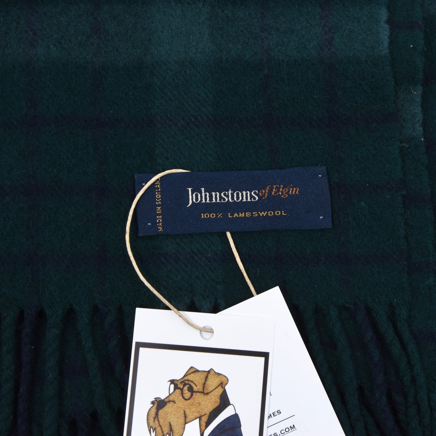 Johnstons of Elgin Wollschal - Navy/Green Plaid