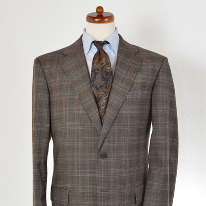 Palladio Super 100s Suit Size 54 - Brown Plaid