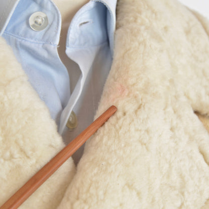Zweireihiger Shearling-Mantel in voller Länge Größe - Creme