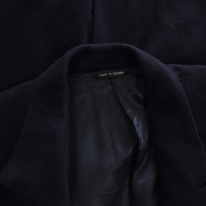 Mantel aus 100 % Kaschmir mit zweireihiger Spitze am Revers – Marineblau