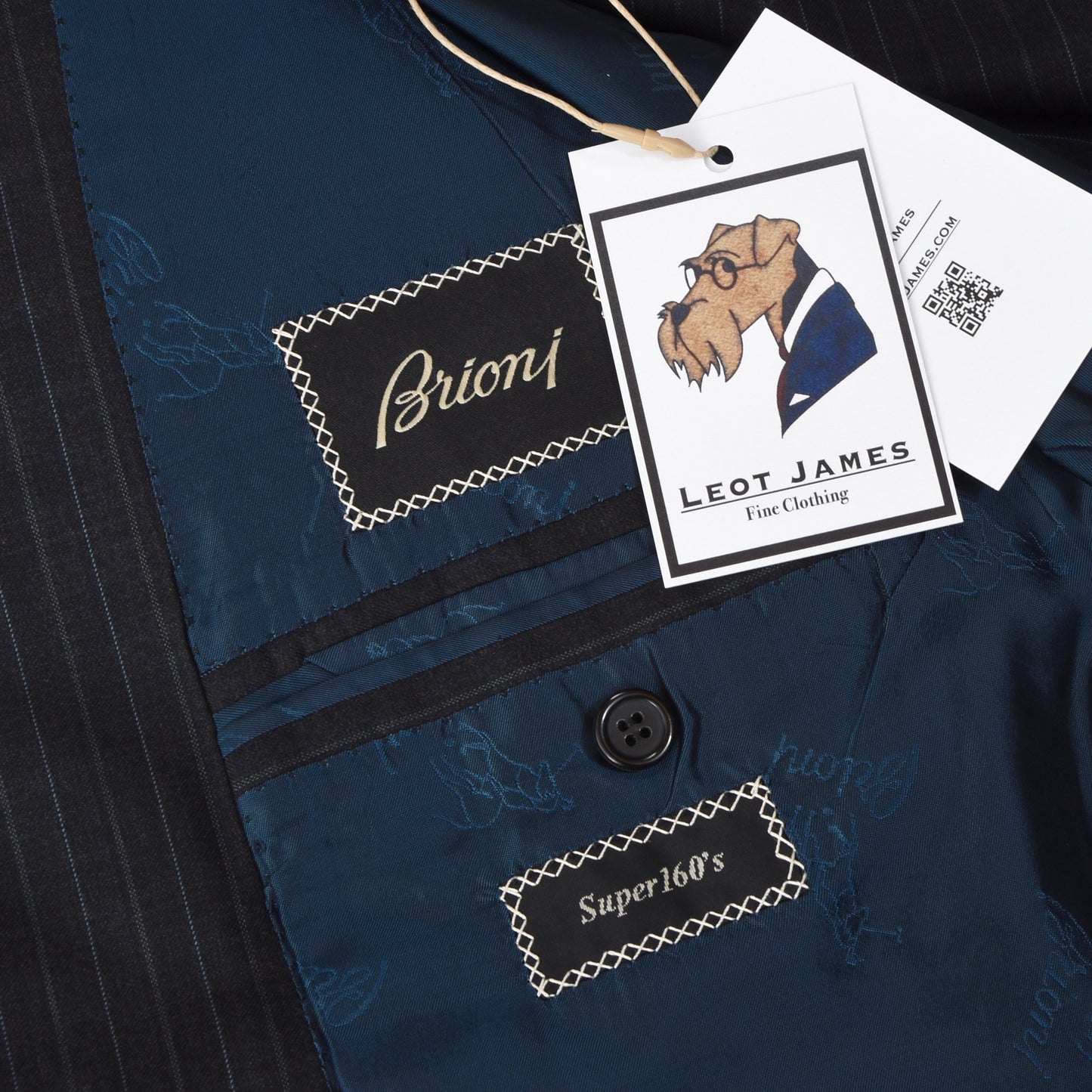 Brioni Super 160s Wollanzug Größe 52 - Anthrazit gestreift