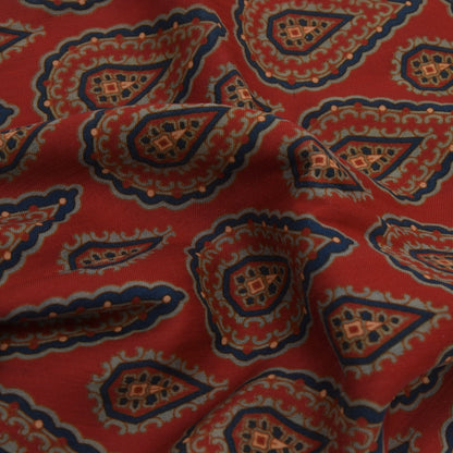 Klassischer Challis-Kleiderschal aus Wolle und Seide - Rote Medaillons