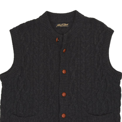 Vintage Moden Zach Cableknit Wool Sweater Vest - Charcoal