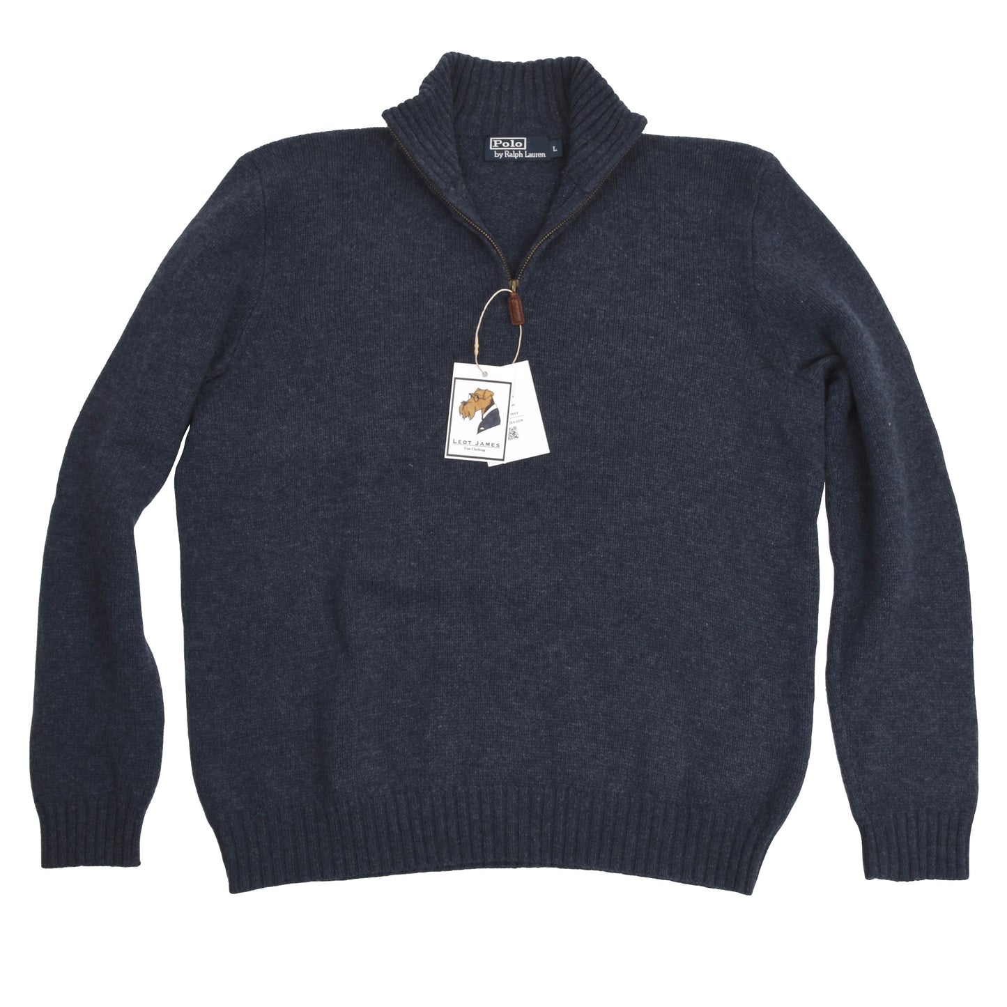 Polo Ralph Lauren Lammwollpullover mit 1/4-Reißverschluss Größe L - Blau