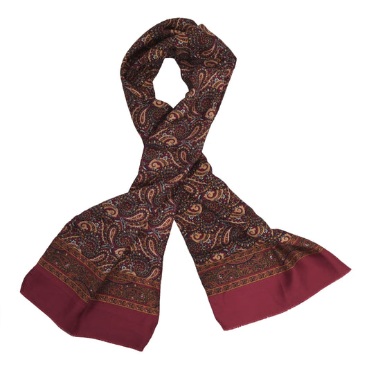 Strießnig Silk Dress Scarf - Burgundy Paisley