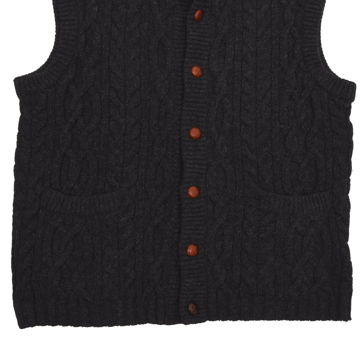 Vintage Moden Zach Cableknit Wool Sweater Vest - Charcoal