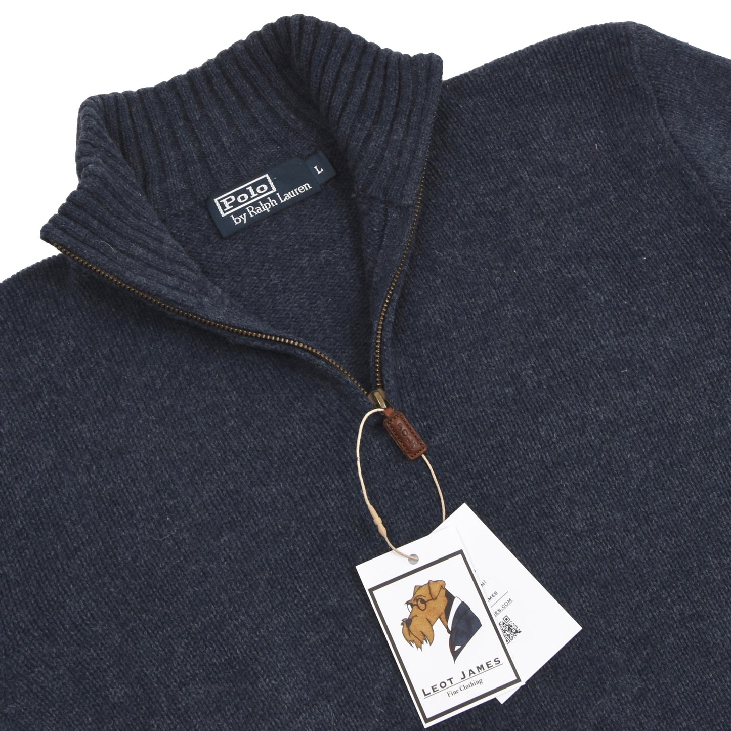 Polo Ralph Lauren Lammwollpullover mit 1/4-Reißverschluss Größe L - Blau