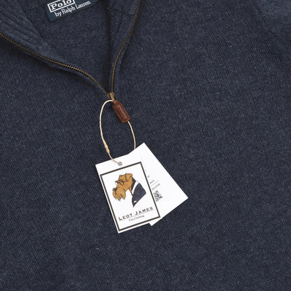 Polo Ralph Lauren Lammwollpullover mit 1/4-Reißverschluss Größe L - Blau