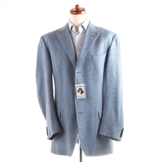 Per L'Uomo Wien Tweed Jacke Größe 106 - Himmelblau Fischgrat