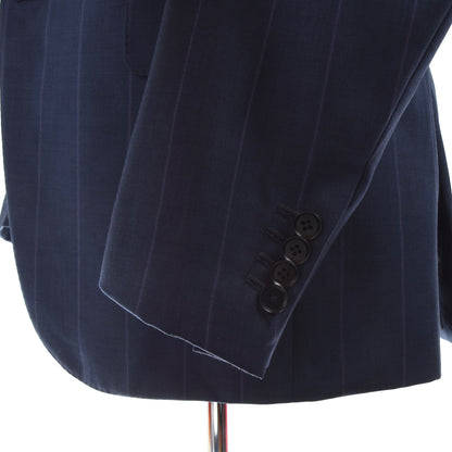 Isaia Napoli Super 130s Wool Suit Size 46 - Blue Stiped