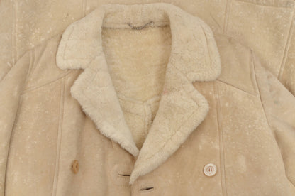 Full Length Double-Breasted Shearling Coat Size - Cream