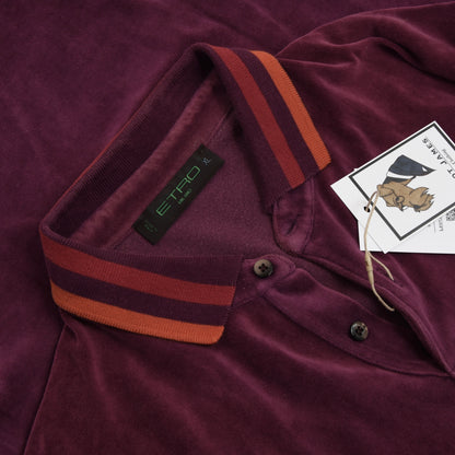 Etro Milano Velvet Polo Shirt Size XL - Plum