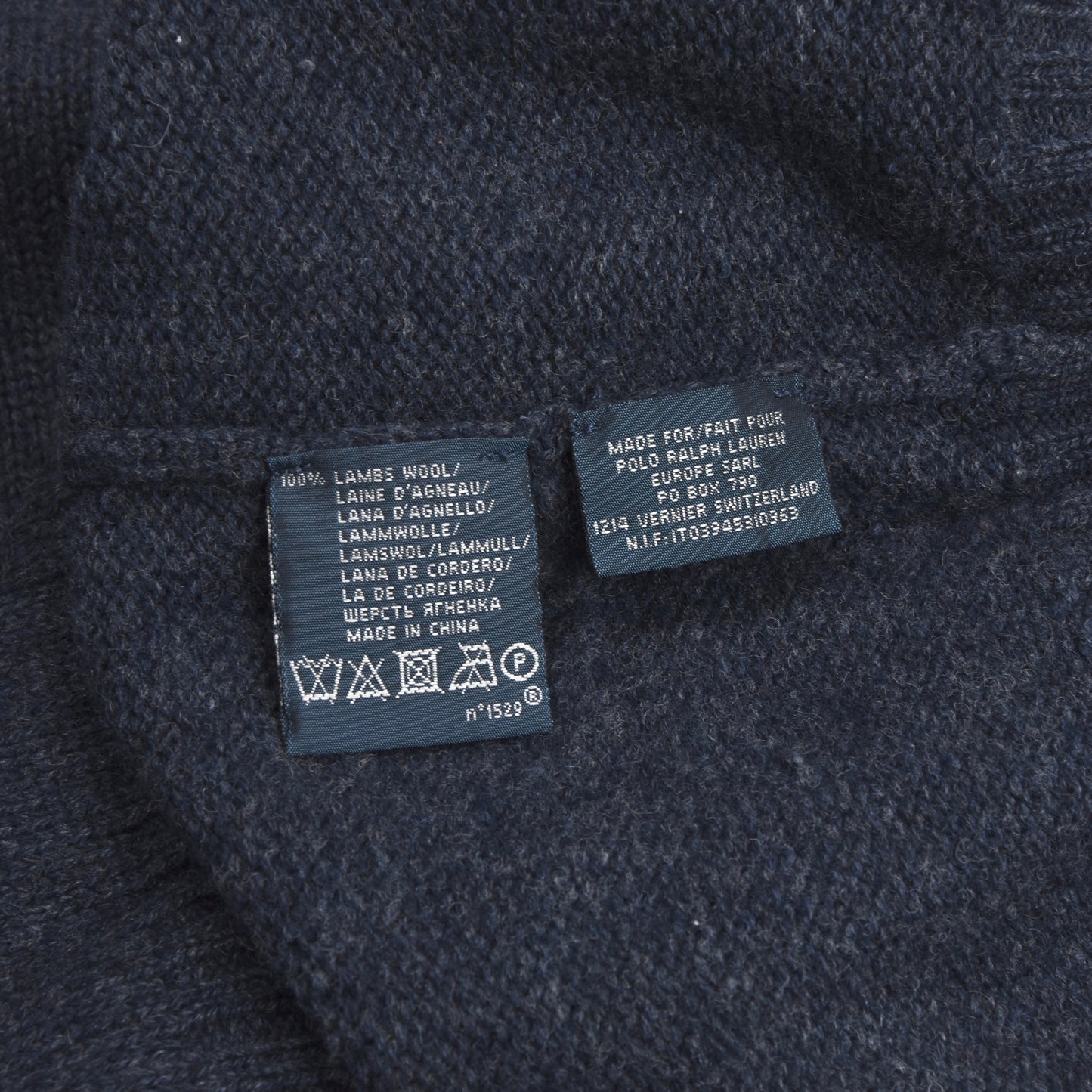 Polo Ralph Lauren Lammwollpullover mit 1/4-Reißverschluss Größe L - Blau