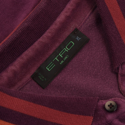Etro Milano Velvet Polo Shirt Size XL - Plum