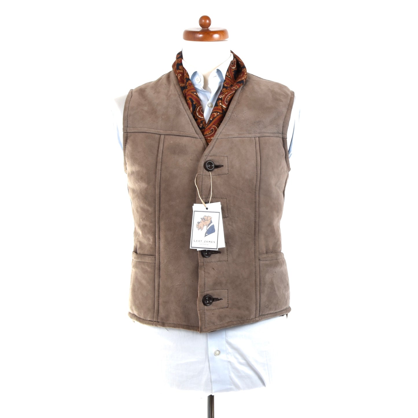 Hausmann Leder Shearling Vest/Gilet Size 46 - Brown/Tan