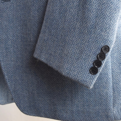 Per L'Uomo Wien Tweed Jacke Größe 106 - Himmelblau Fischgrat