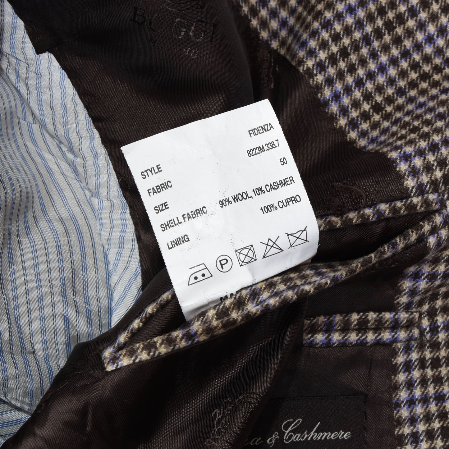 Boggi Milano Wool-Cashmere Jacket Size 50 - Plaid