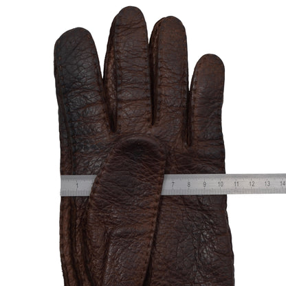 Ungefütterte Peccary-Lederhandschuhe Größe 8 1/4 - Schokoladenbraun