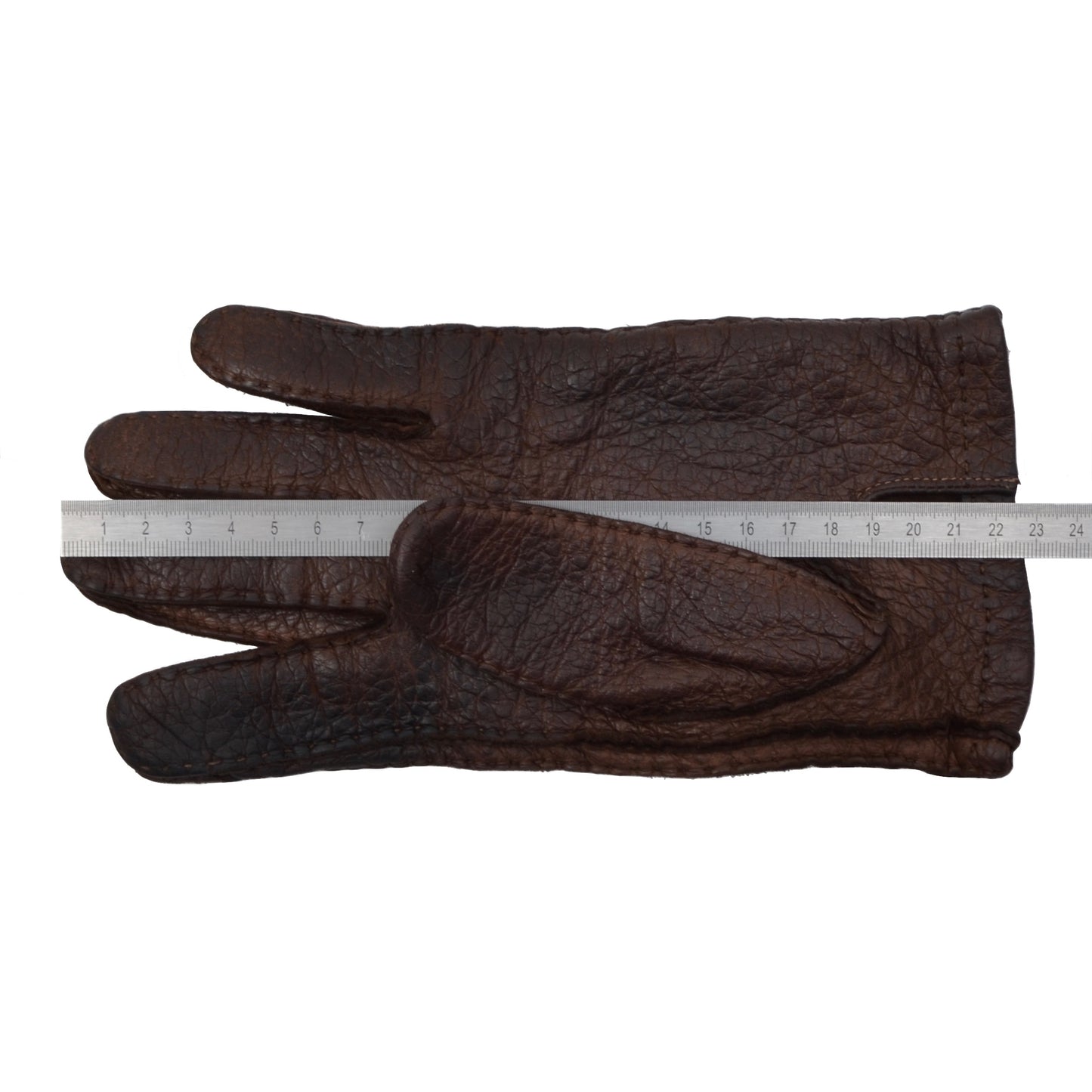 Unlined Peccary Leather Gloves Size 8 1/4 - Chocolate Brown