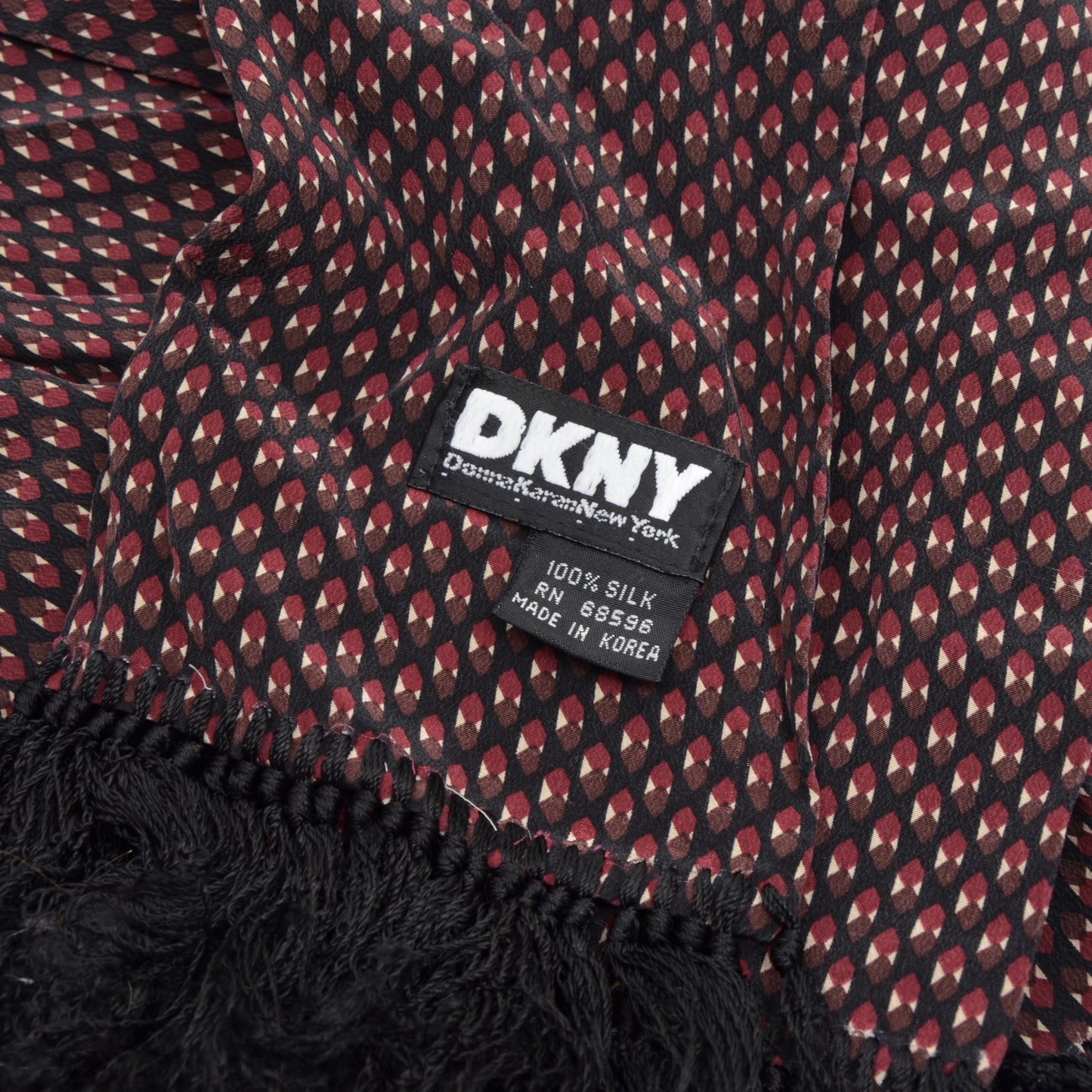 DKNY Silk Dress Scarf - Black/Burgundy