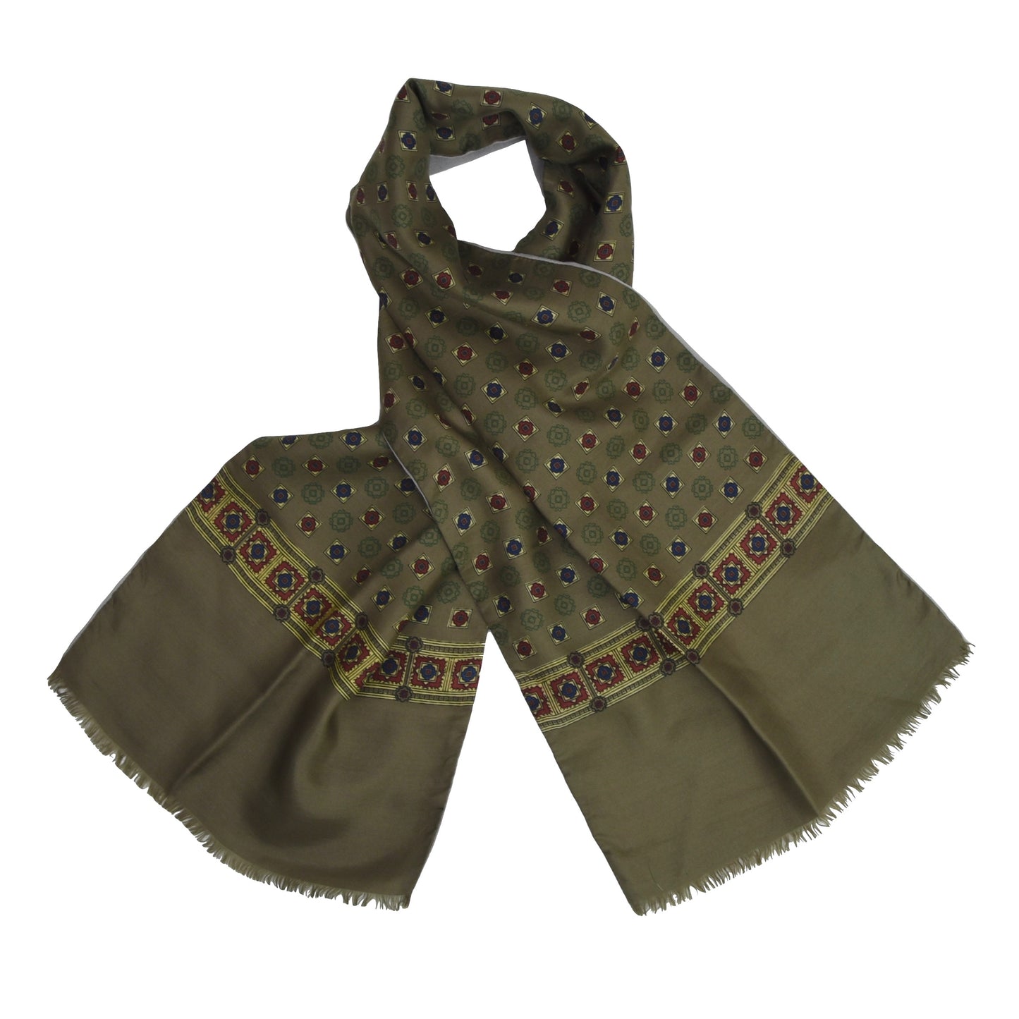 Anonymous Double-Sided Silk/Wool Dress Scarf - Green/Grey