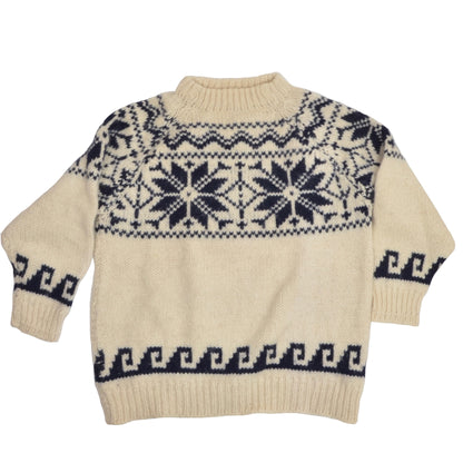Thick Wool Snowflake Sweater Size L
