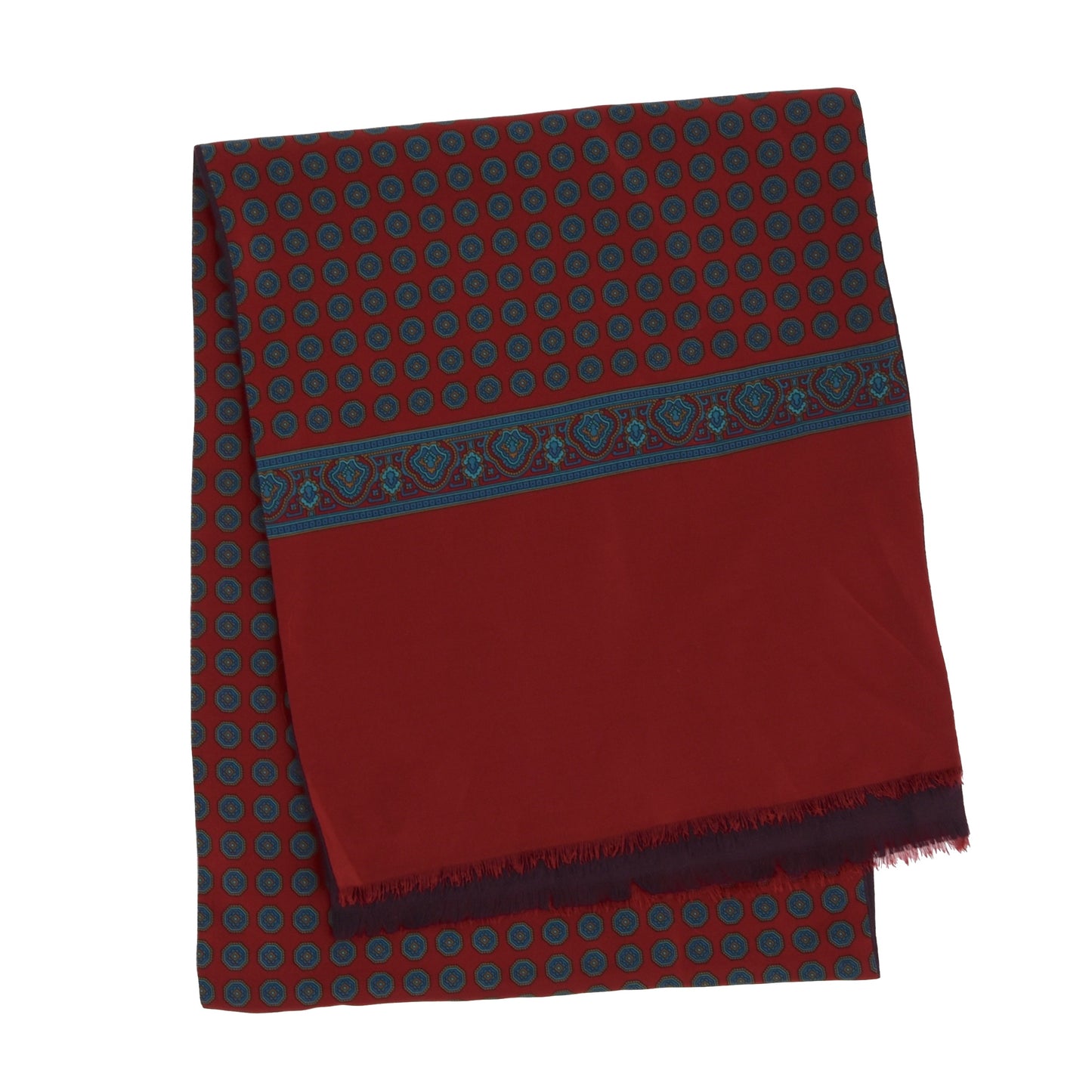 Anonymous Double-Sided Silk Dress Scarf - Red Medallions