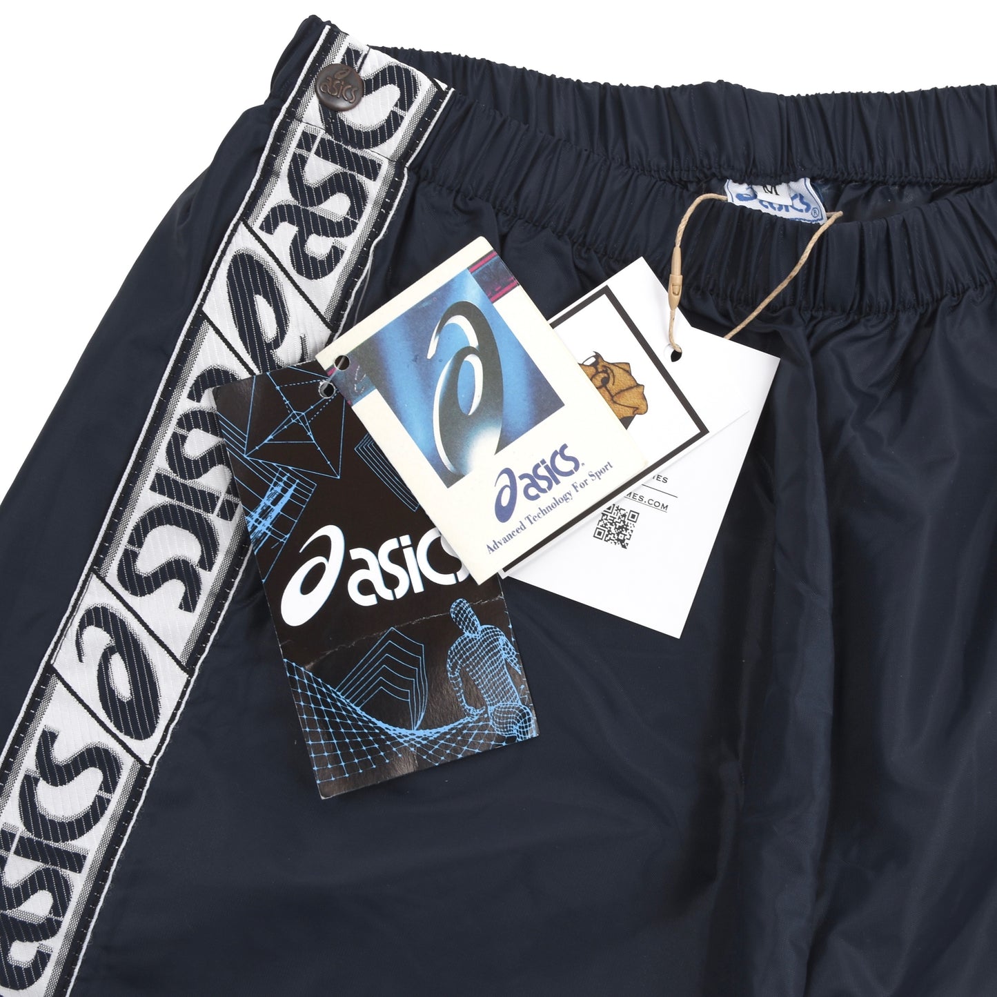 NOS Asics Nylon Warm Up Pants Size M - Navy Blue