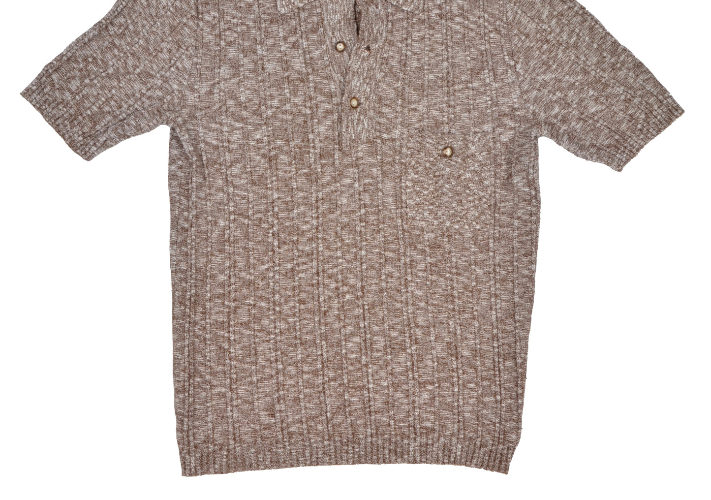 True Vintage 1960s Polo Shirt Wool Blend - Brown