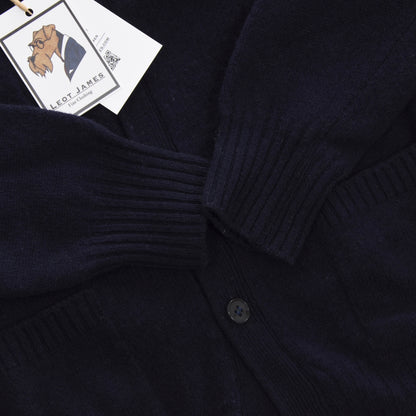 Vintage Kappa 100% Shetland Wool Cardigan Sweater - Navy Blue