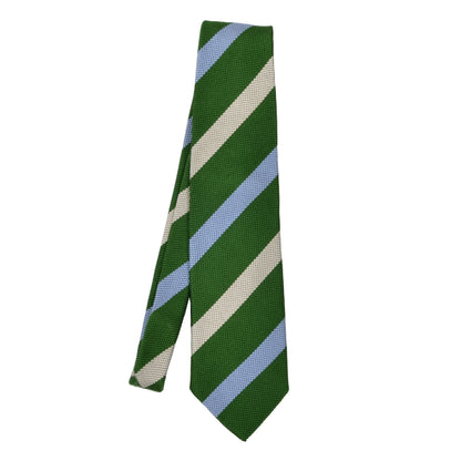Kleidermanufaktur Habsburg Striped Silk Tie - Blue, Green, Tan