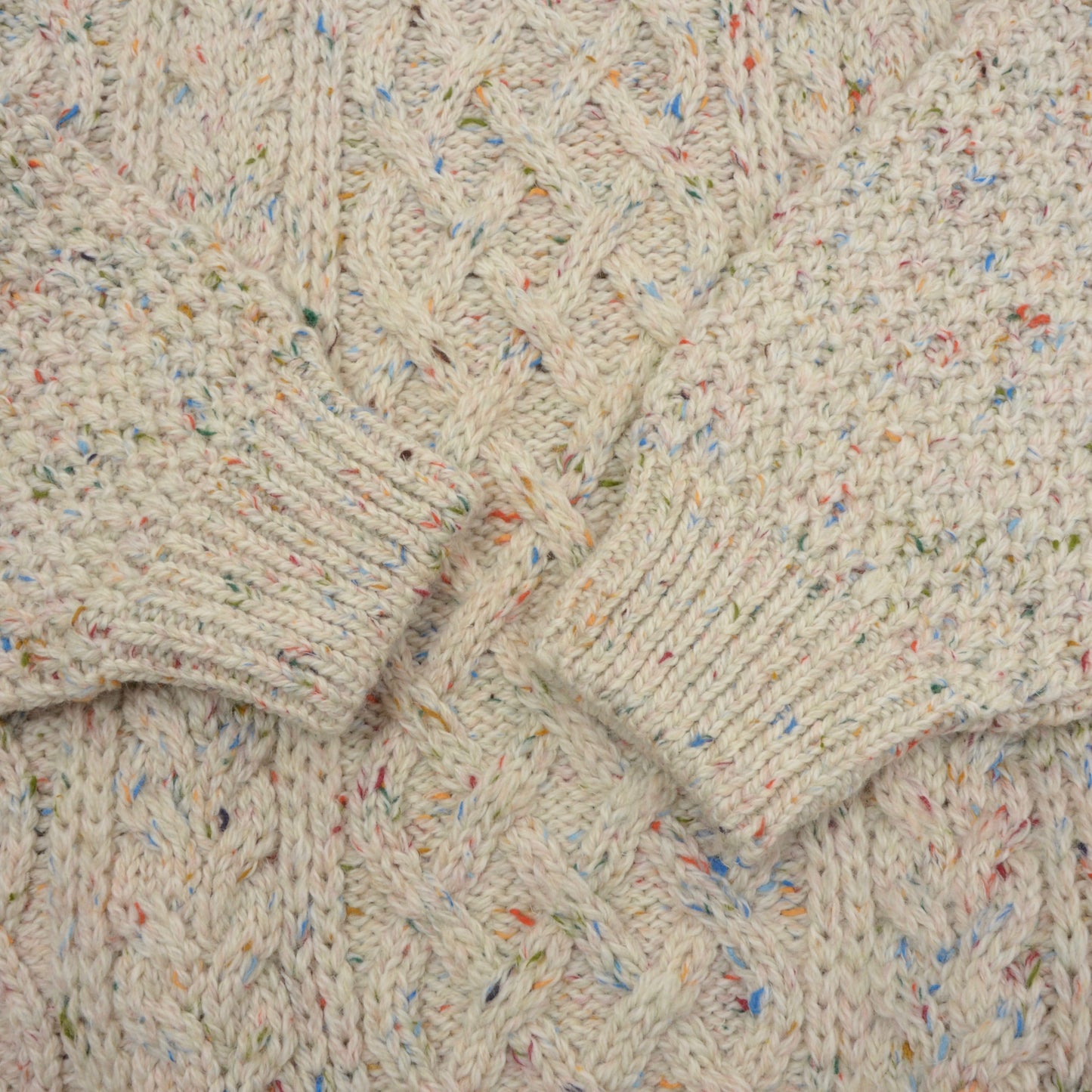 Luidiana Wool Fisherman's Turtleneck Sweater Size L  - Cream Melange