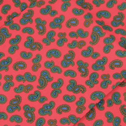 Silk Ascot/Cravatte Tie - Red with Green Paisley