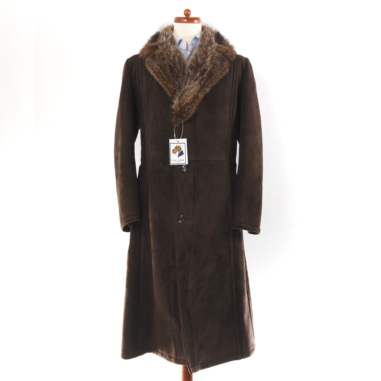 Shearling Coat Feat. Fur Collar Size 50 - Chocolate Brown