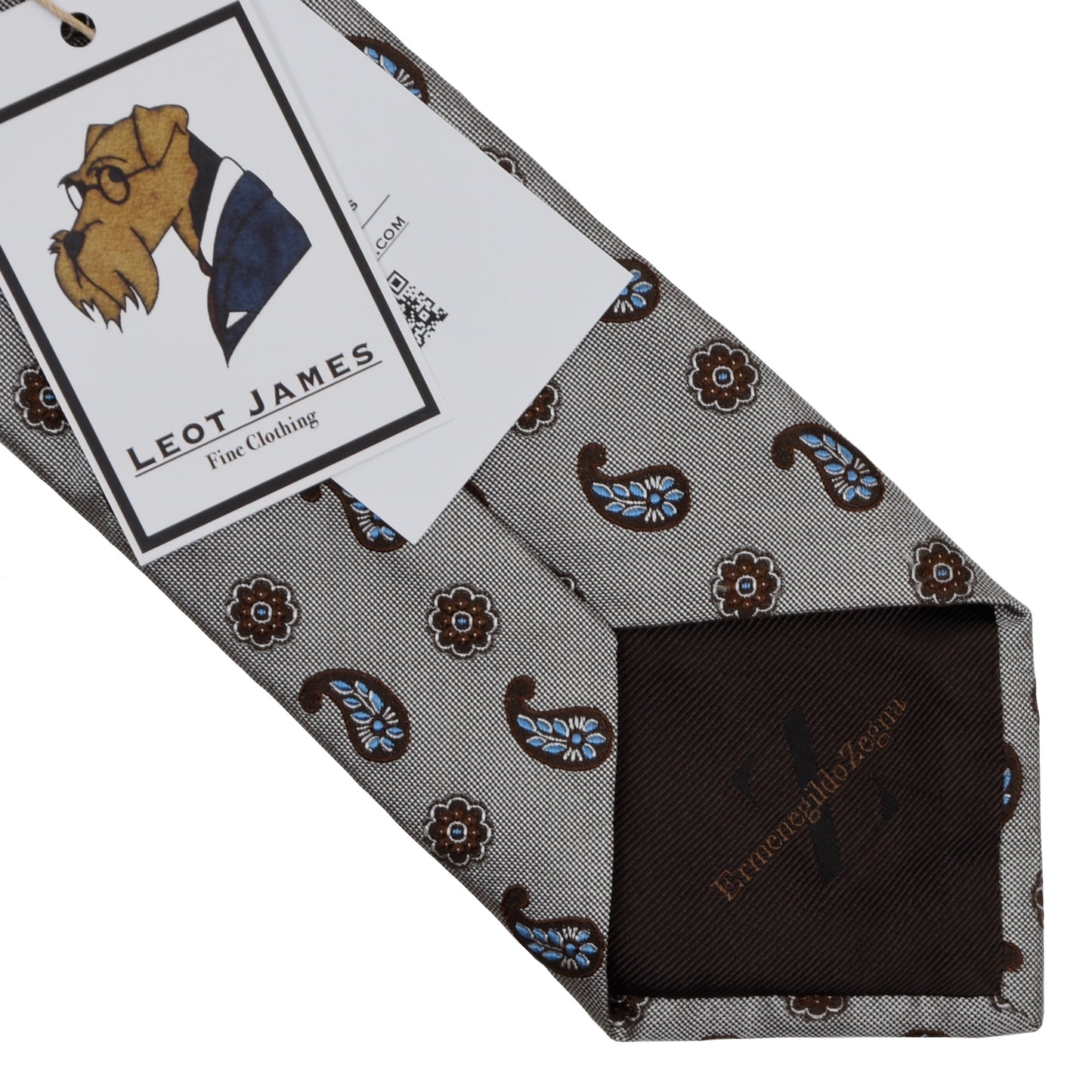 Ermenegildo Zegna Silk Tie - Grey/Silver Paisley