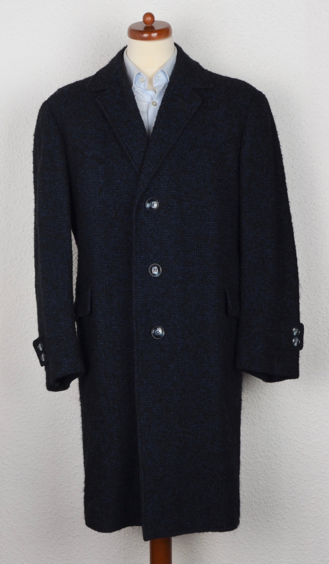 Handgefertigter Mantel mit Gürtel - Schwarz & Blau