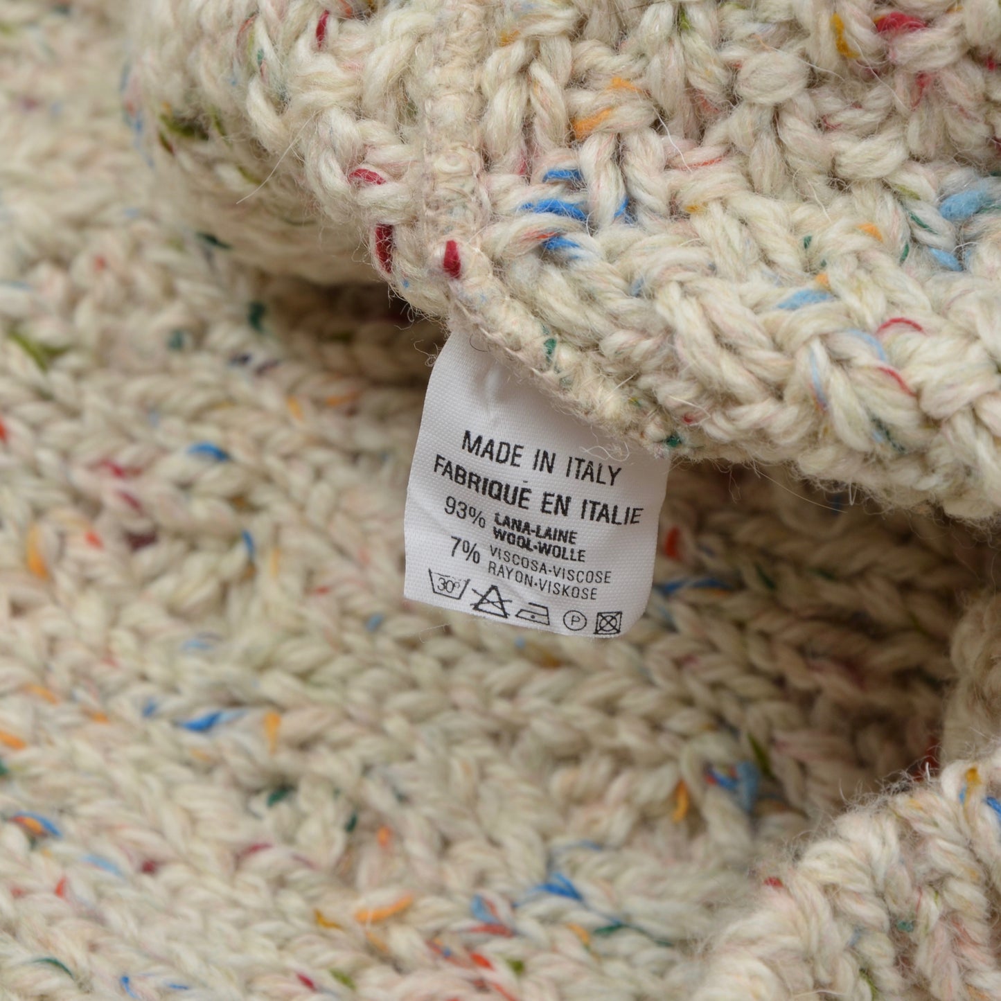 Luidiana Wool Fisherman's Turtleneck Sweater Size L  - Cream Melange