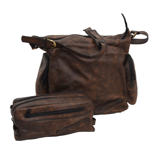 Jean Weipert Traveller Set of 2 Leather Bags - Brown