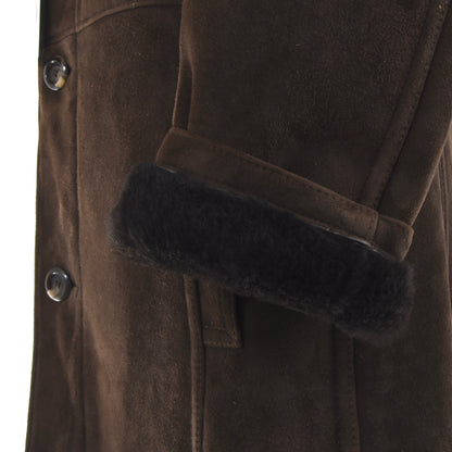 Shearling Coat Feat. Fur Collar Size 50 - Chocolate Brown