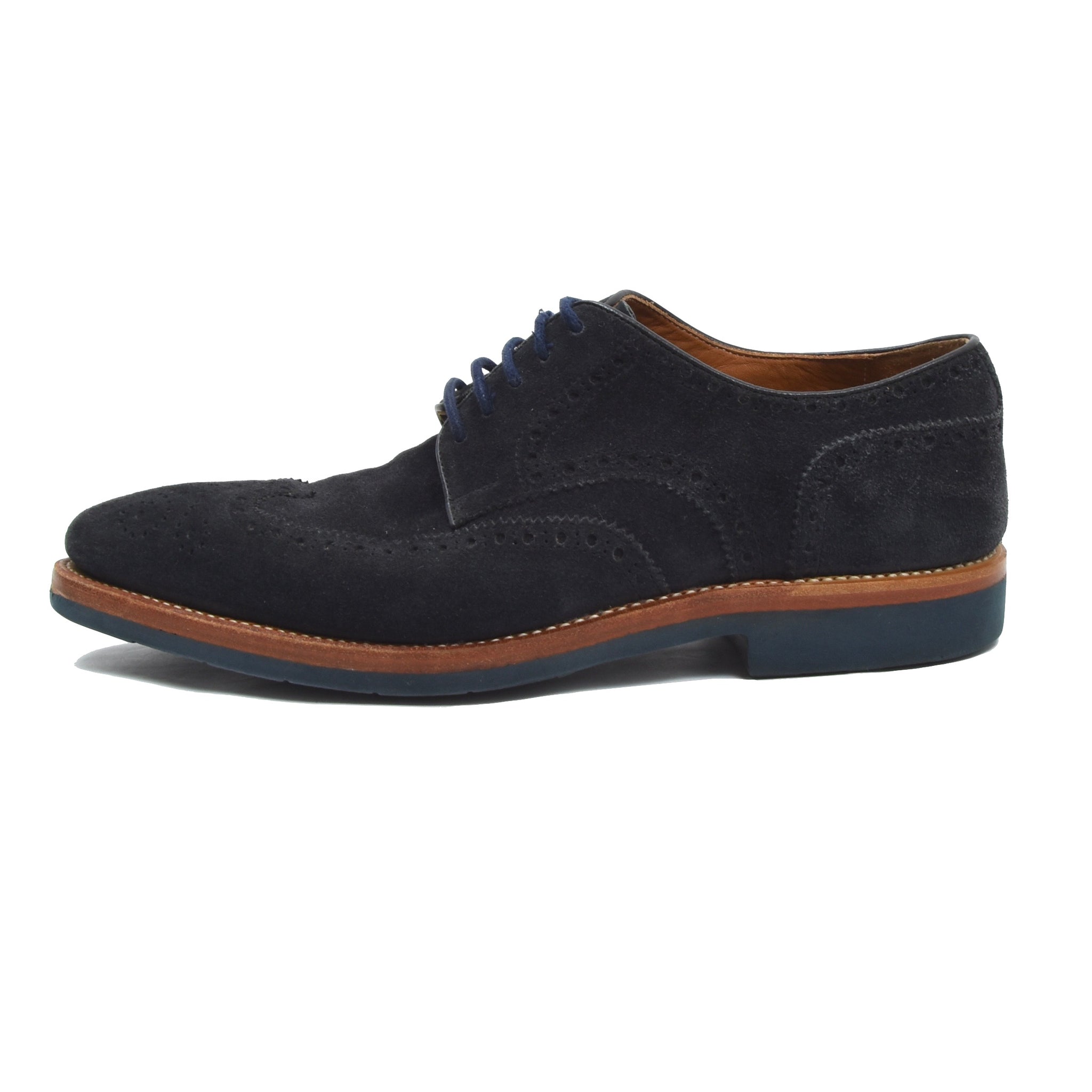 Prime Shoes Blue Suede Ferrara Wingtip Shoes