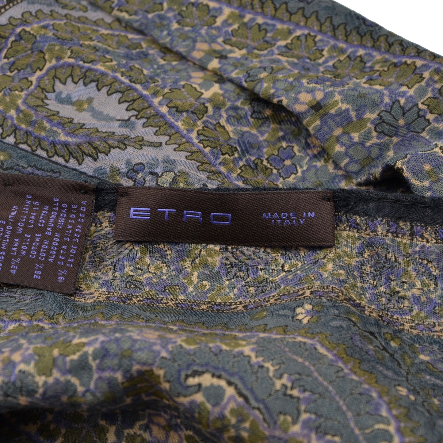 Etro Milano Wool/Cotton/Silk Paisley Scarf - Black
