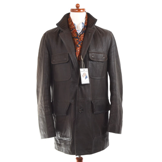 Enrico Mandelli Leather Jacket + Cashmere Lining - Brown