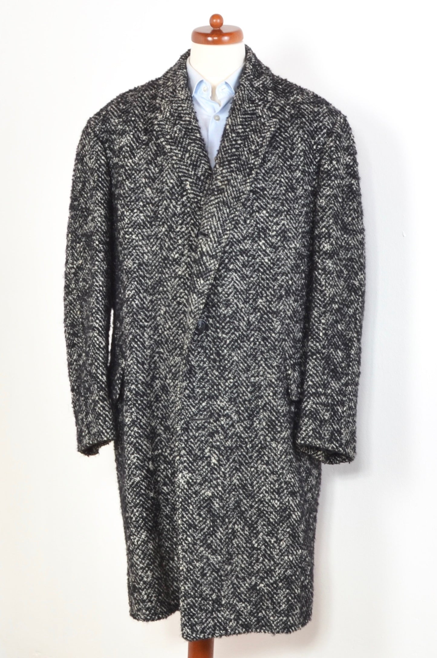 Handgefertigter Gürtel Holsten Tweed Mantel - Schwarz &amp; Weiß