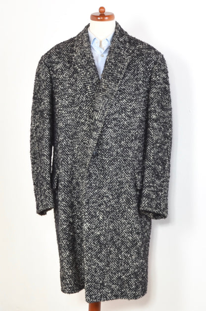 Handgefertigter Gürtel Holsten Tweed Mantel - Schwarz &amp; Weiß