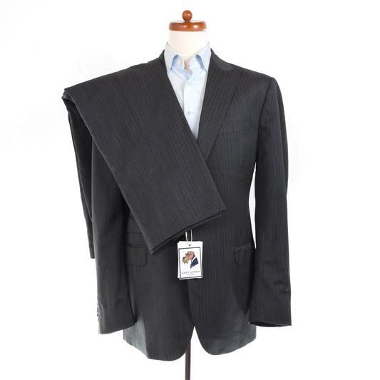 Corneliani Trend Peak Lapel Wool Suit Size 54 - Grey Stripe