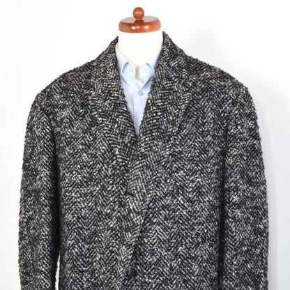 Handmade Belted Holsten Tweed Overcoat - Black & White